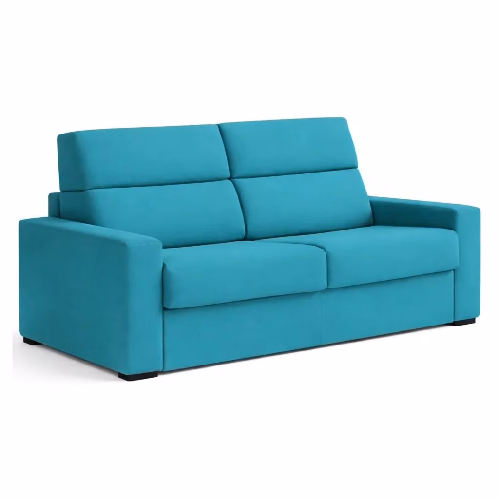 Divano Letto 2 Posti DMORA con Rivestimento Sfoderabile in Tessuto Azzurro, Made in Italy, L: 180 cm, P: 95 cm – 2