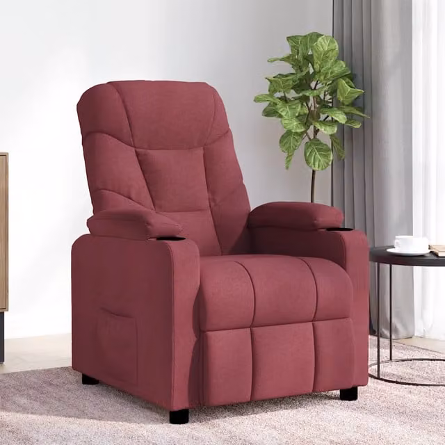 Poltrona Massaggiante Elettrica Rosso Vino in Tessuto 339095