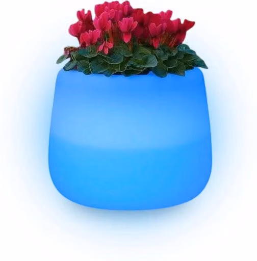 Vaso luminoso moderno Monacis in polimero con LED blu per interno ed esterno Ø53 H55 cm – 1