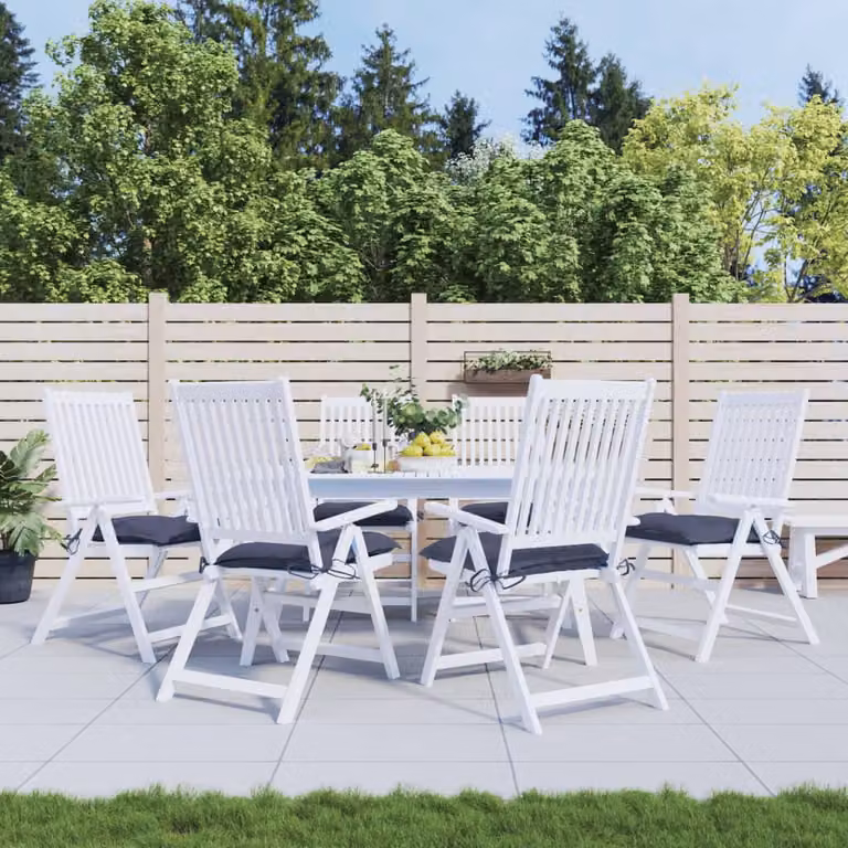 Set di 6 cuscini per sedia vidaXL blu, modello quadrato in tessuto Oxford traspirante e idrorepellente, L/P/H: 50 x 50 x 7 cm
