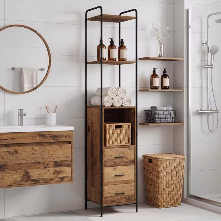 vidaXL Mobile da Bagno Legno antico 40 x 36 x 200,5 cm