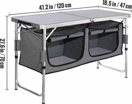 Cucina da campeggio pieghevole grigia