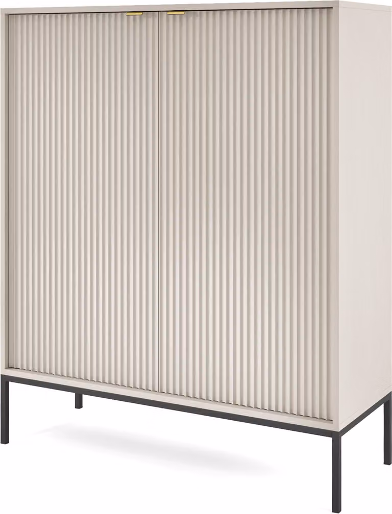 Cassettiera: 2 ante, cashmere, nero, 104 x 125 x 39 cm, maniglie dorate