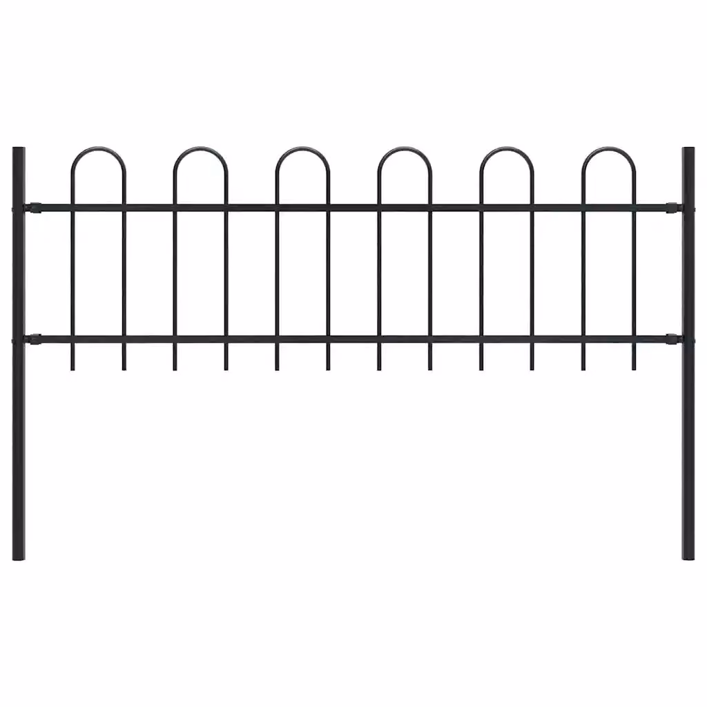 Recinzione da giardino vidaXL BOXTEL in acciaio con parte superiore ad anello, colore nero, H: 170 cm, L: 60 cm