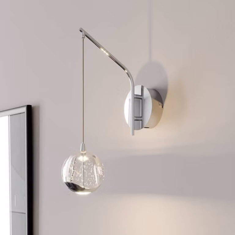 Applique da parete a LED Hayley Lucande, Chiaro / Trasparente, Soggiorno / Sala da pranzo, Vetro, Moderno, Applique a LED