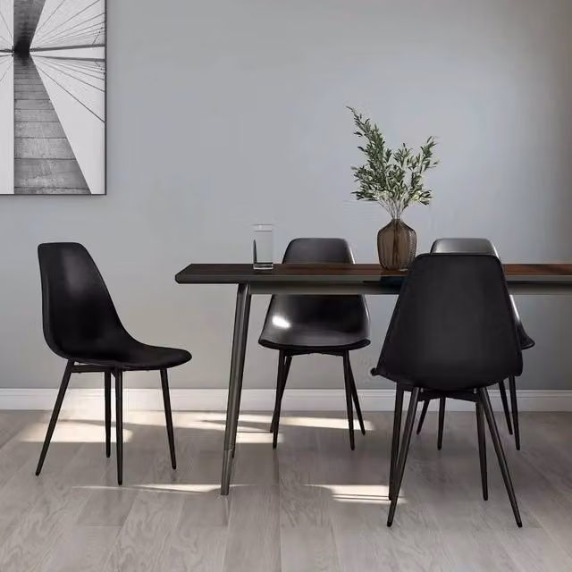 Set di 4 sedie da pranzo vidaXL in plastica e metallo nere con finitura opaca per cucina e sala da pranzo – 1