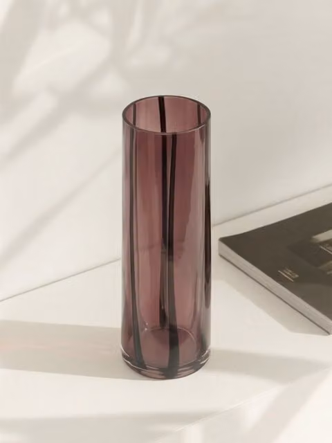 Brise vaso bordeaux grande Kenay Home con base in vetro e design moderno rotondo – 1
