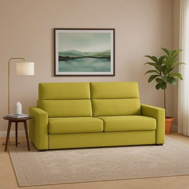 Divano Ozegna DMORA a 3 posti, Made in Italy, Verde, L: 220 cm, P: 95 cm, H: 45 cm – 1