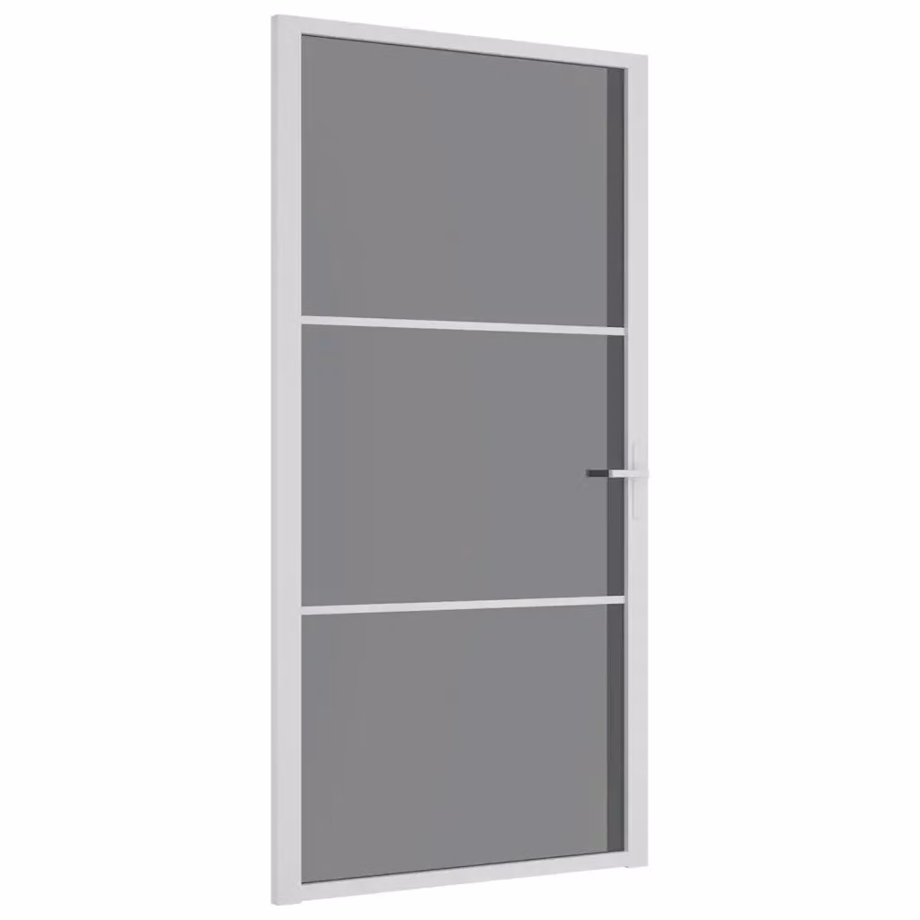Porta Interna Moderna vidaXL in Vetro Trasparente e Alluminio, Bianca, L: 102,5 cm, H: 201,5 cm – 2