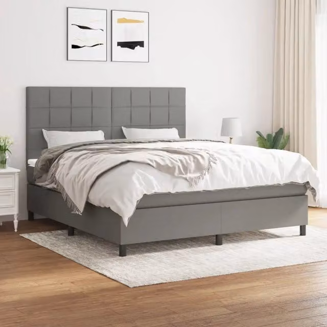 Letto Ibrido con Giroletto a Molle e Materasso vidaXL, Grigio e Bianco, L/P/H: 160 x 200 x 203 cm
