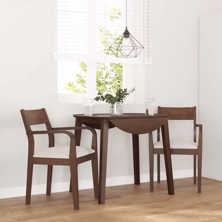 Set di 2 sedie da pranzo con cuscini vidaXL in legno di hevea marrone con braccioli