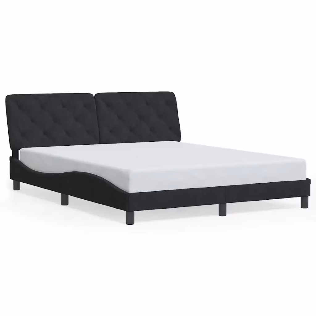 Giroletto vidaXL in Velluto Nero con Doghe in Legno, L/P/H: 218 x 160 x 74,5 cm – 2