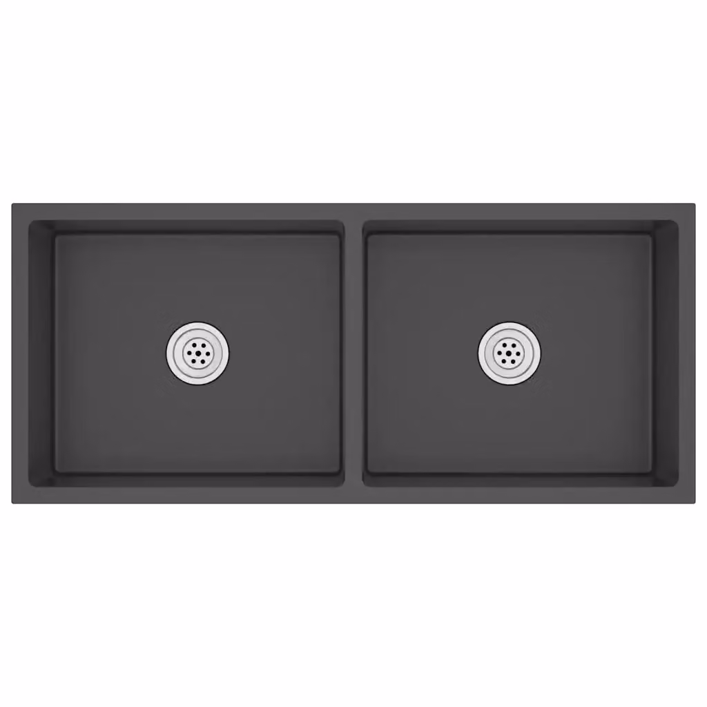 vidaXL Lavello da Cucina in Acciaio Inox Nero L/P/H: 100 x 44 x 20 cm – 2