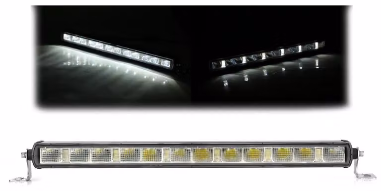 Barra luminosa a LED da 52 cm con illuminazione spot direzionale, tre funzioni, omologazione E, 60 W, 4800 lm, 12–24 V, auto, ATV, fuoristrada