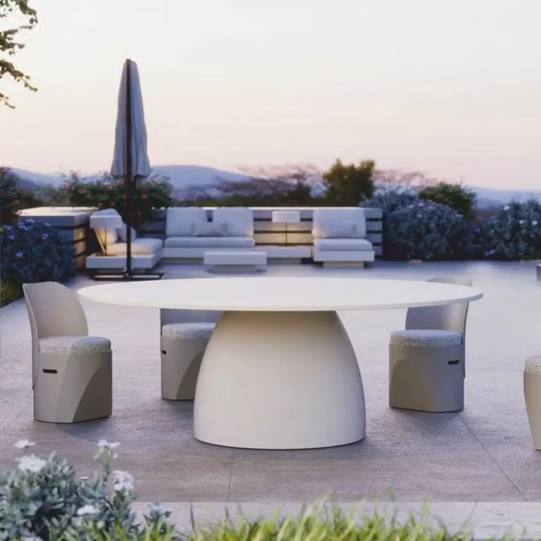 Casa Padrino Tavolo da pranzo da giardino bianco opaco Ø 200 cm - Mobili da giardino