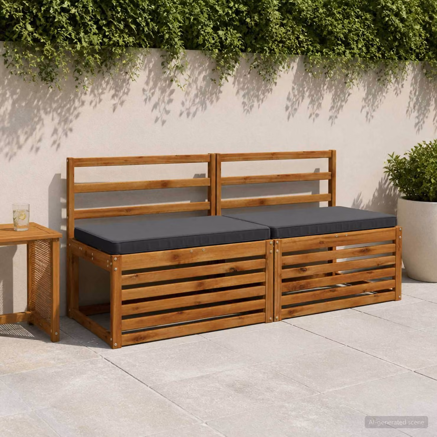 Set di 2 cuscini per panchina vidaXL VUGHT in poliestere, colore grigio antracite, design moderno con rivestimento rimovibile e resistente ai raggi UV