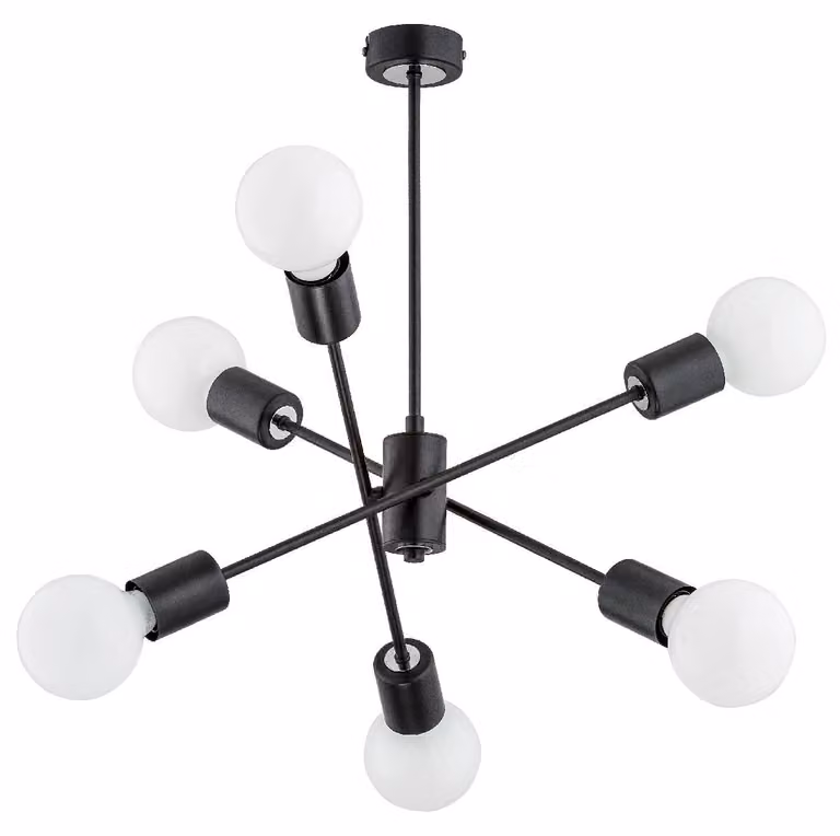 Lampada a sospensione MADI nera 6xE27x15W in metallo, dimensioni: 50x46x46 cm, IP20, Alfa