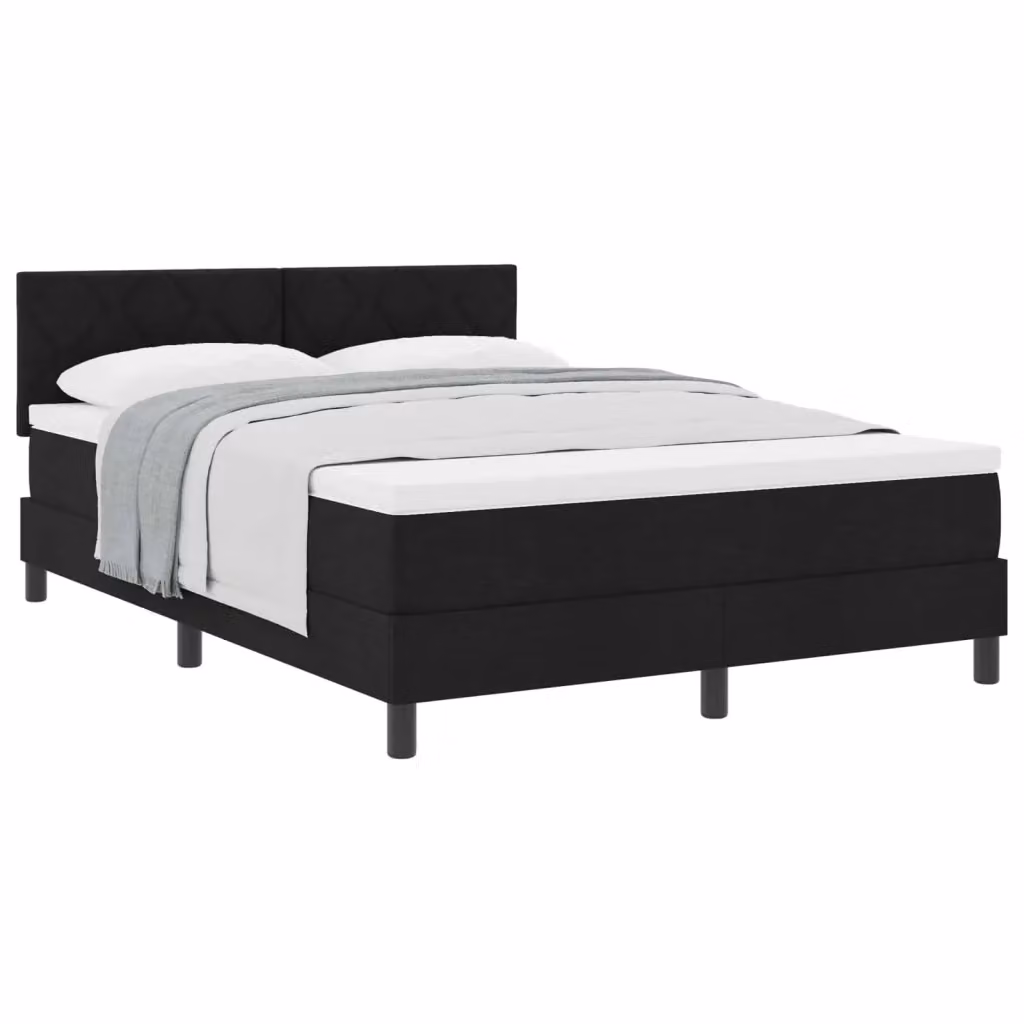 Letto matrimoniale ibrido con testiera vidaXL in tessuto nero L 160 x P 200 cm – 2