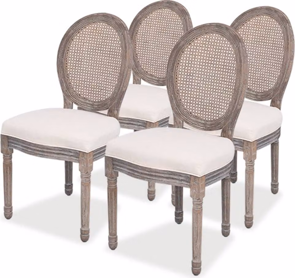 The Living Store Sedie da pranzo 4 pezzi. Tessuto crema