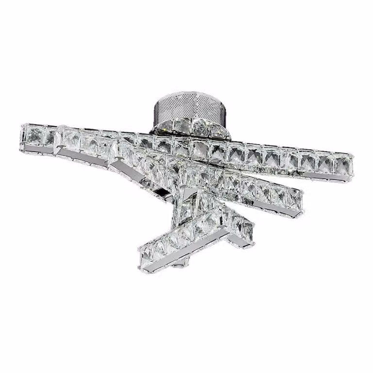 Plafoniera LED TYFRRO 32W 4000K Ø60cm acciaio inox con cristalli