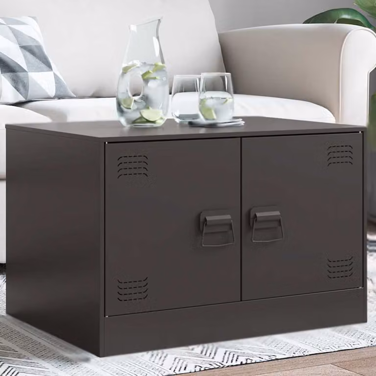 Tavolino da salotto moderno vidaXL in metallo nero L: 67 cm, P: 50 cm, H: 44 cm
