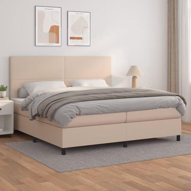 The Living Store Letto a molle insacchettate Materasso cappuccino marrone 200x200cm Similcuoio