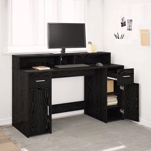 Scrivania Rovere nero 140 x 55 x 91 cm Legno ingegnerizzato 3365612