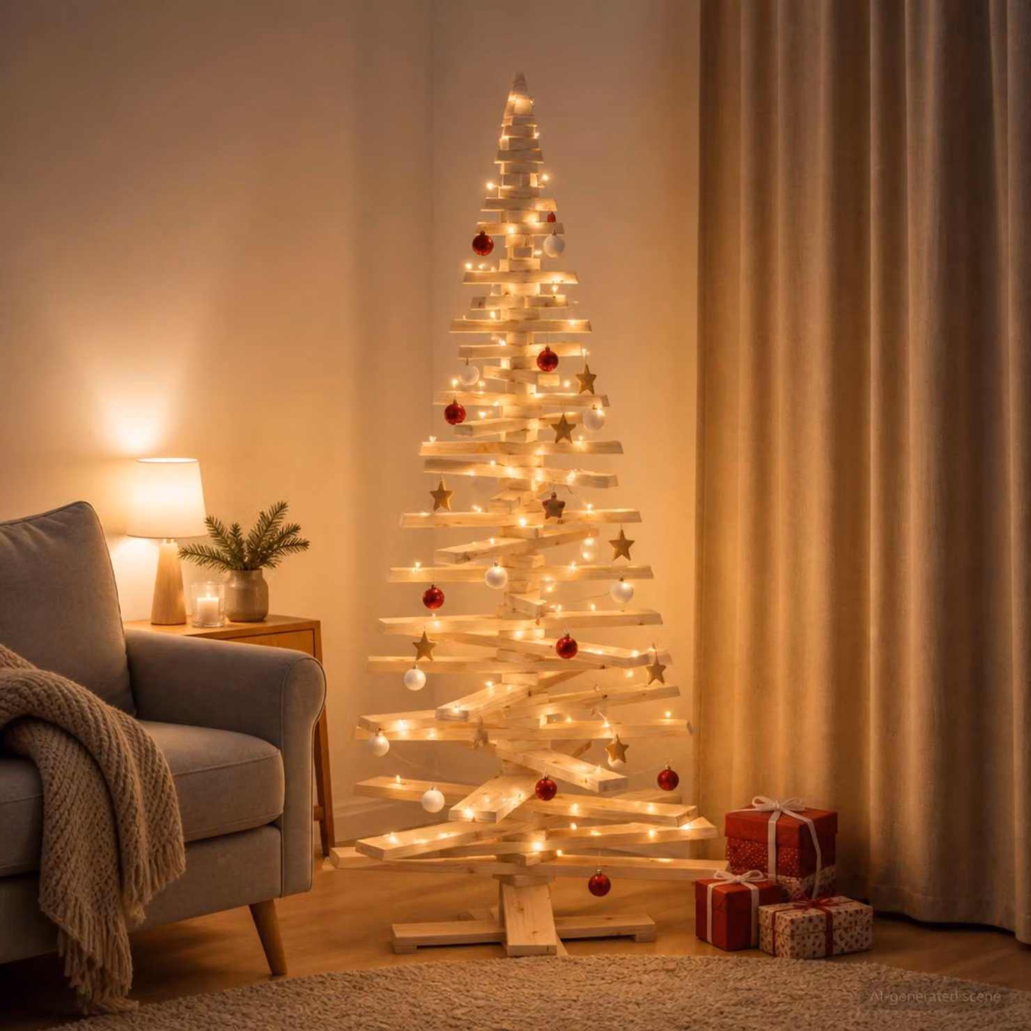 vidaXL Albero di Natale in legno KOTKA 180 cm Legno Massello di Pino