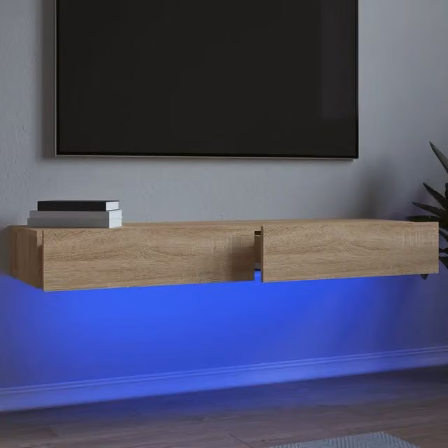Mobili Porta TV con Luci LED 2pz-Credenza per TV Rovere Sonoma 60x35x15,5 cm