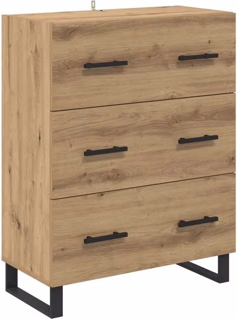 Credenza Buffet in Rovere Artigianale con Cassetto, Stile Rustico, L/P/H: 69,5 x 34 x 90 cm