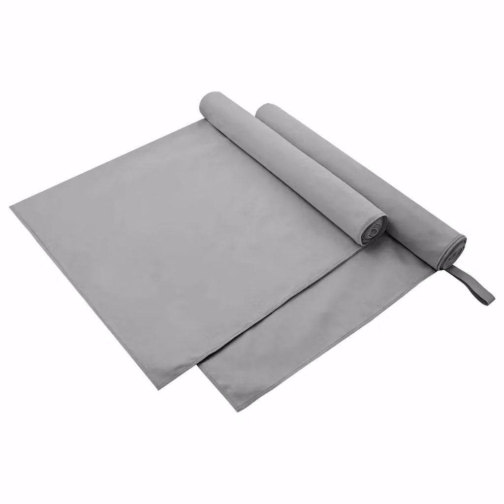 Set di 2 asciugamani sportivi vidaXL in microfibra e poliammide, colore grigio, 90 x 180 cm