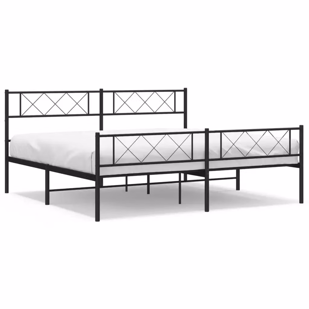 Giroletto vidaXL in metallo nero con pediera, senza materasso, L/P/H: 180 x 200 x 90 cm – 2