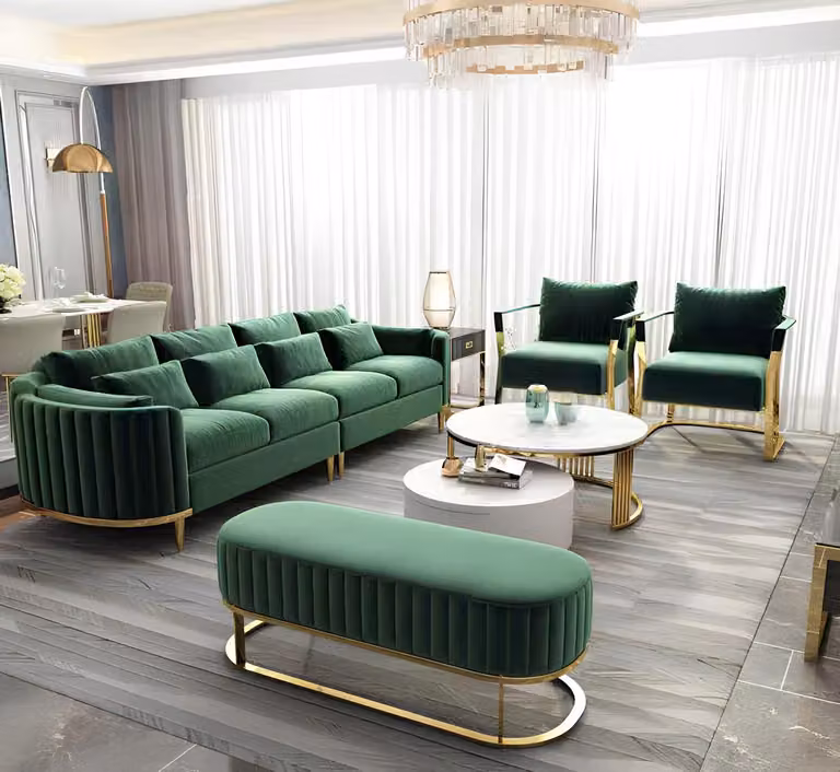 Dreisitzer Couch Polster Design Sofa 3er Sitz Sofas Zimmer Möbel Grün Moderne