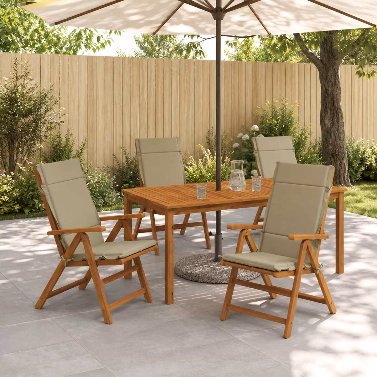 Set di 6 cuscini per sedia alta vidaXL GEMERT in poliestere, disponibili in verde o beige