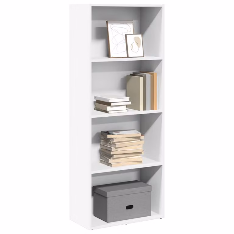 Libreria bianca vidaXL in legno e MDF con pannello posteriore, L 60 cm, P 30 cm, H 152 cm
