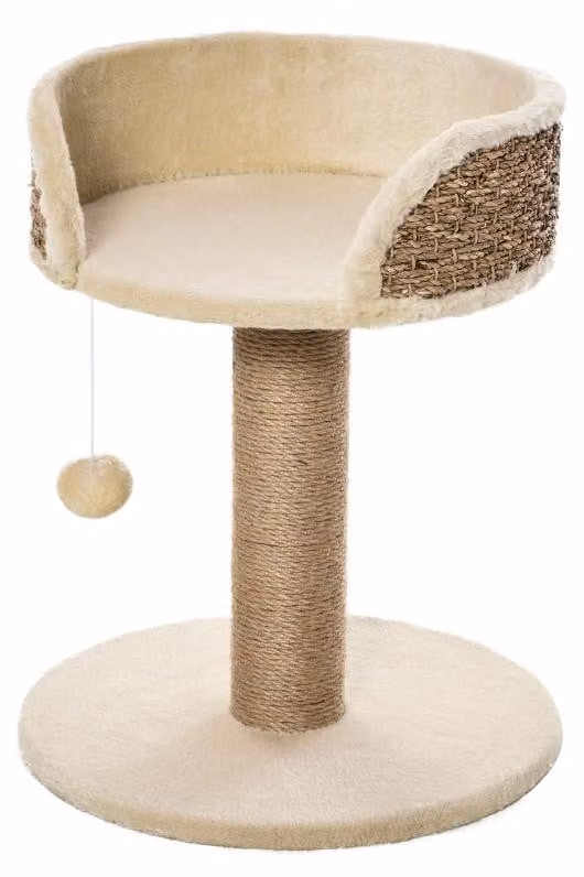 Albero per gatti con cesta e pallina giocattolo | Colore: Beige | Dimensioni: 40x40x49 cm