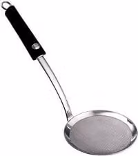 Schiumarola a setaccio tonda Ghidini Cipriano in acciaio inox nero e cromo L: 12,5 cm, H: 35,5 cm