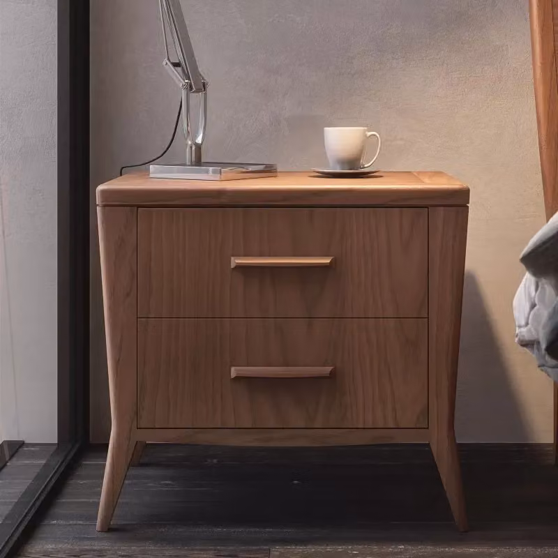 Comodino sagomato con 2 cassetti soft close in legno di frassino Mobili 2G L/P/H: 58 x 40 x 53 cm – 1
