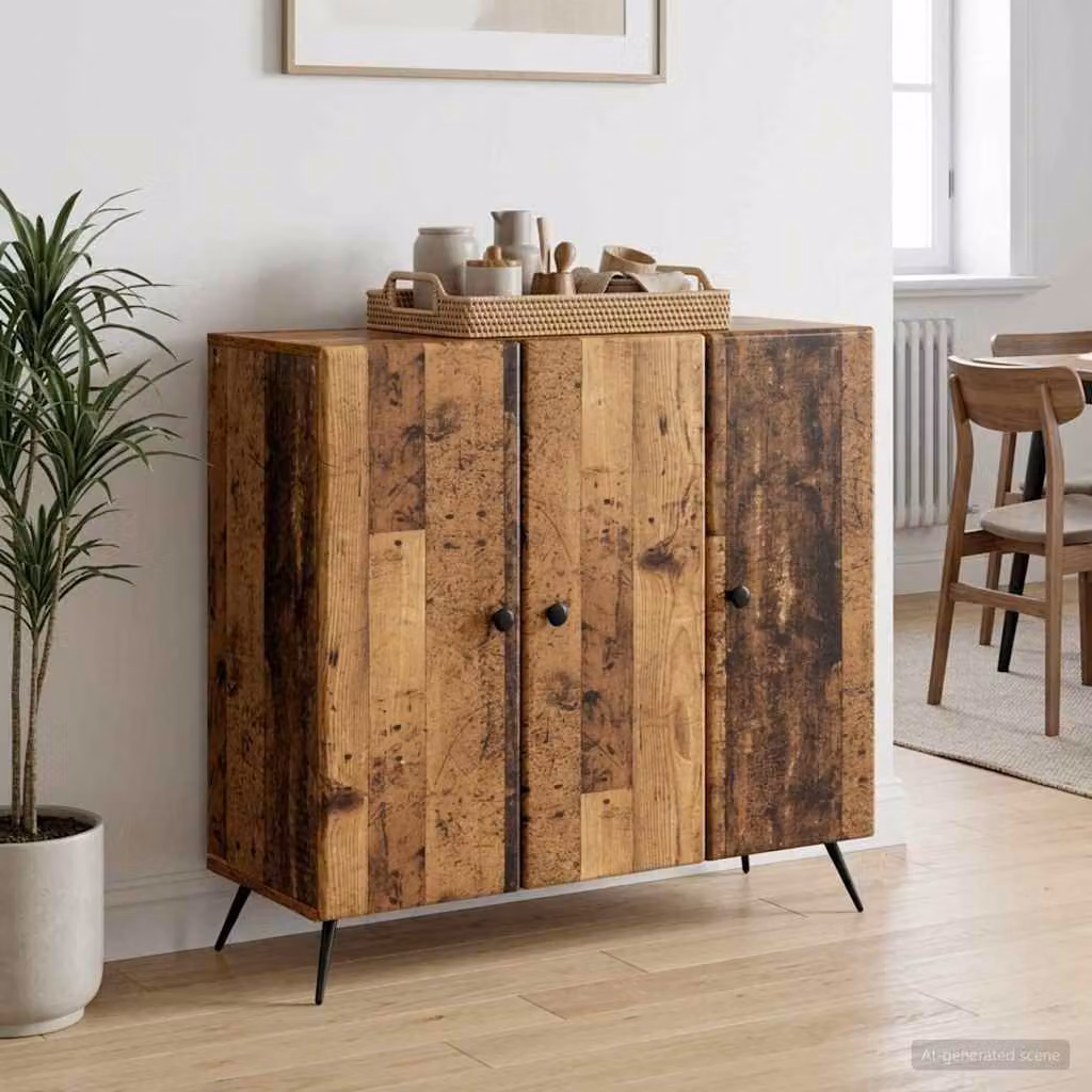 Credenza vidaXL in legno ingegnerizzato stile industriale, colore marrone, L 89 x P 34,5 x H 80 cm