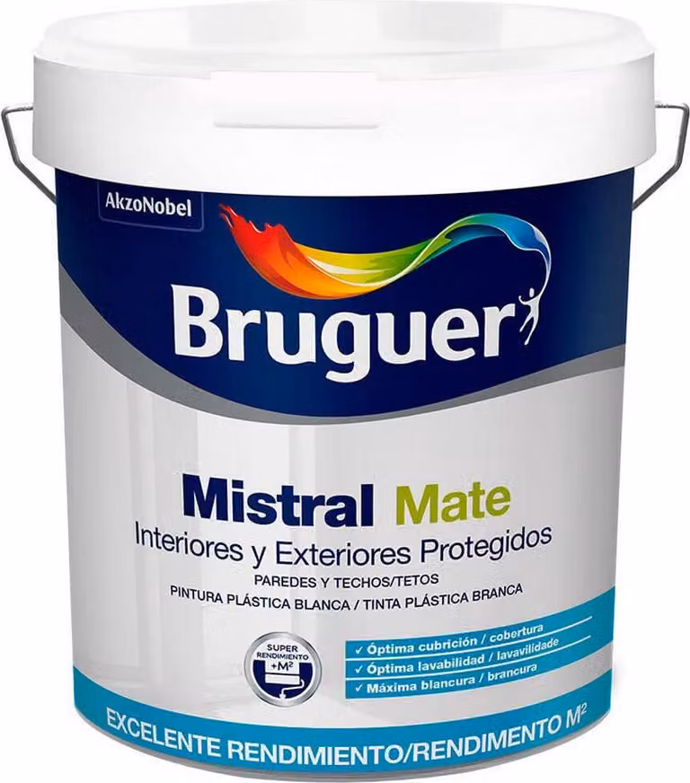 Vernice plastica bianco opaco mistral 0,75l litro 5586676 bruguer
