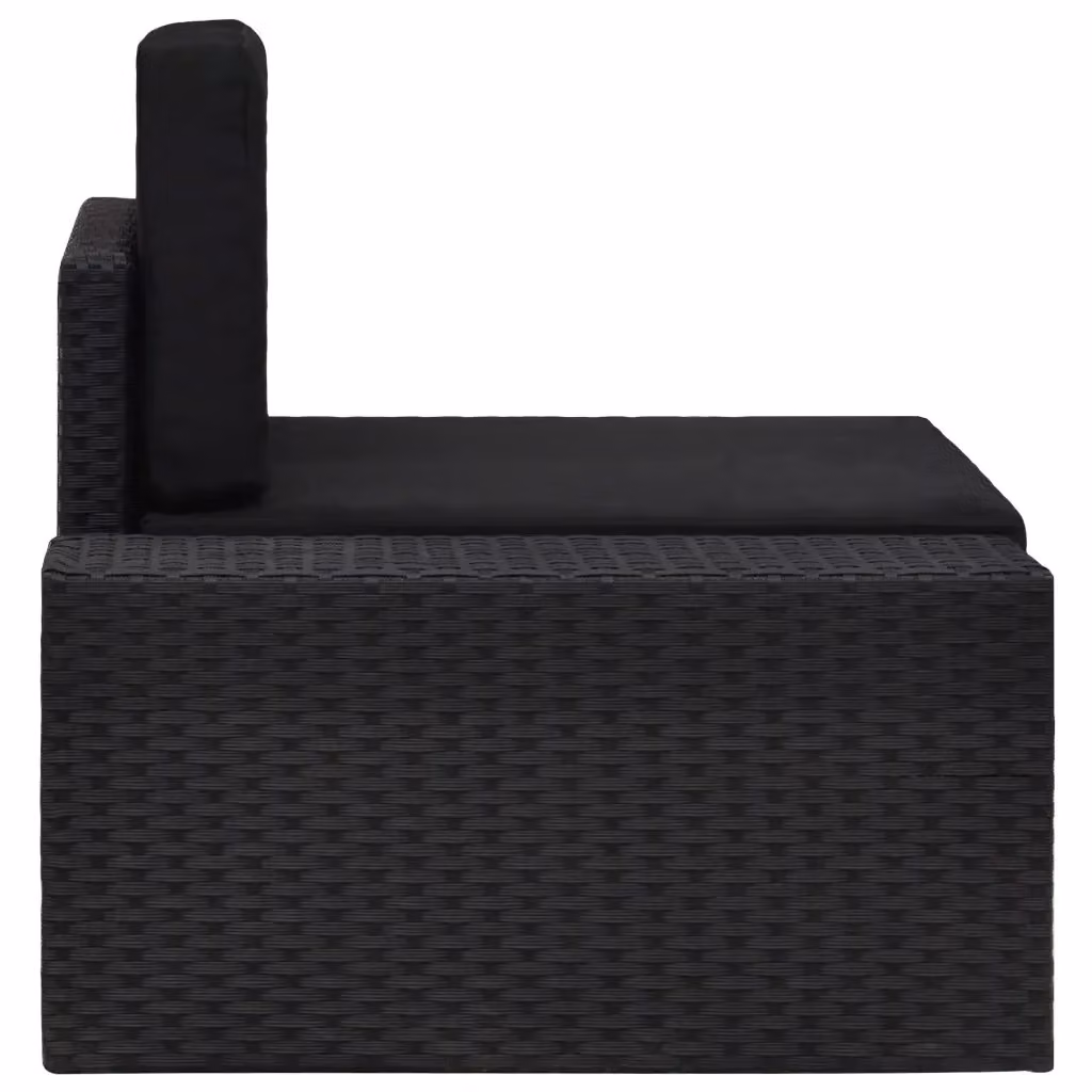 Divano ad Angolo Modulare vidaXL con Bracciolo Destro in Polyrattan Nero e Cuscini Inclusi – 2