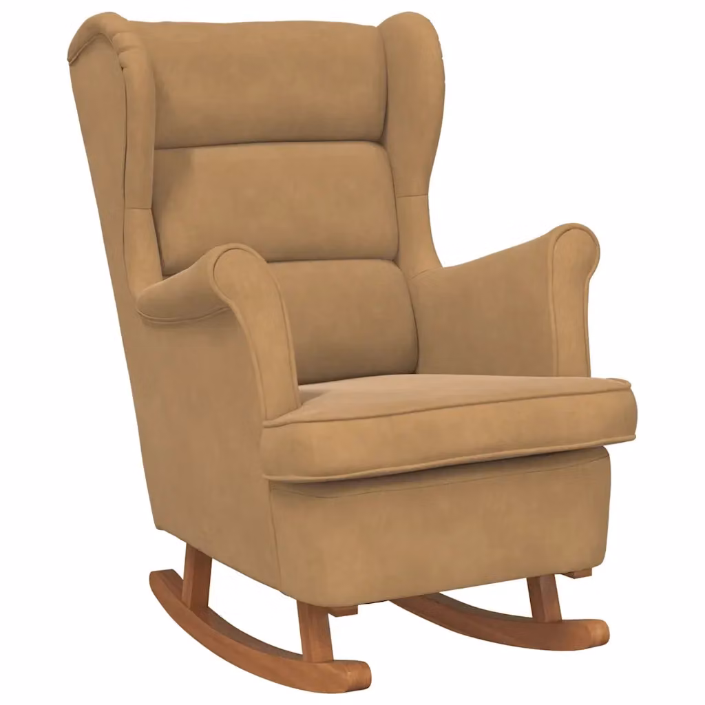 Sedia a dondolo con schienale alto in velluto marrone vidaXL – 2