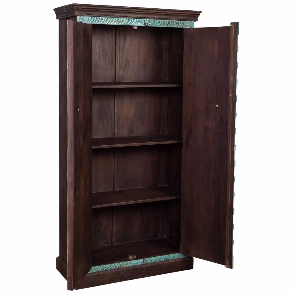 Armadio in legno WANDERLUST DECO con 2 ante, finitura blu e marrone, L: 90 cm, P: 40 cm, H: 180 cm – 2