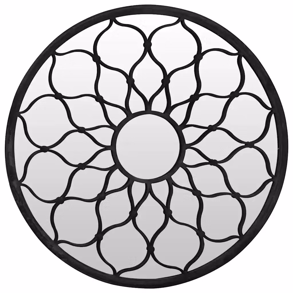 Specchio da giardino rotondo Design Mania nero con decorazione floreale in metallo e vetro, L: 60 cm, P: 3 cm – 2