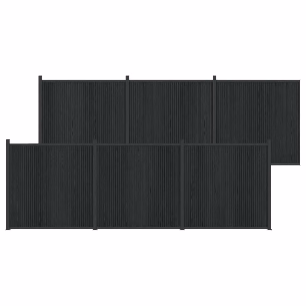 Set di 6 pannelli per recinzione Videx in WPC e alluminio colore nero L: 1055 cm, H: 186,5 cm – 2
