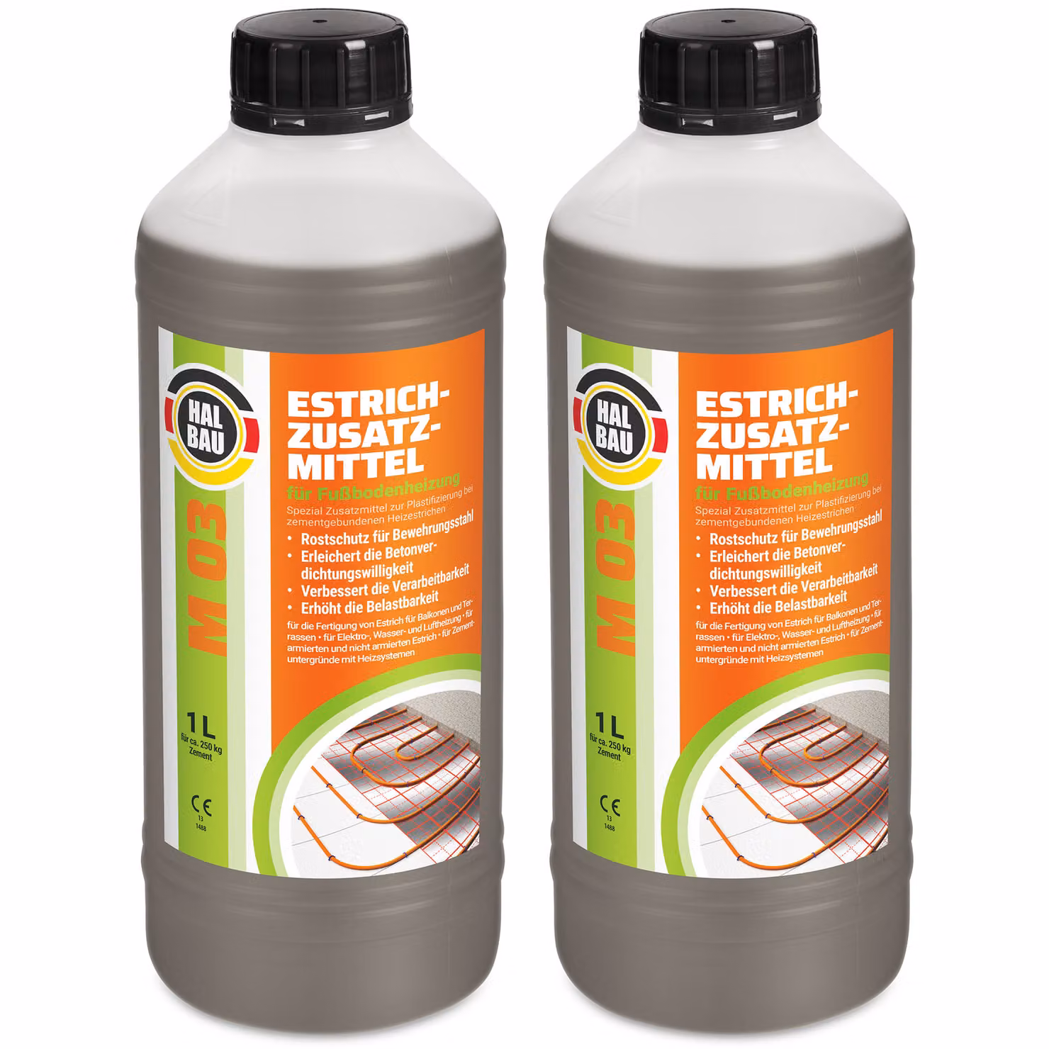 Plastificante per impianti di riscaldamento Additivo per massetti 2 L Per riscaldamento a pavimento Massetto in calcestruzzo HALBAU M03