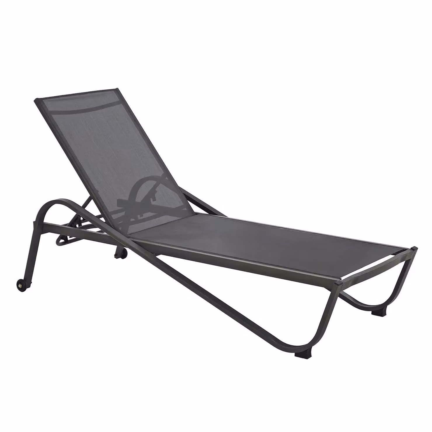 Vestiamo Casa Giardino Lettino Sdraio in Acciaio e Tessuto Antracite con Ruote e Schienale Regolabile H 33 x L 193 x P 73 cm – 1