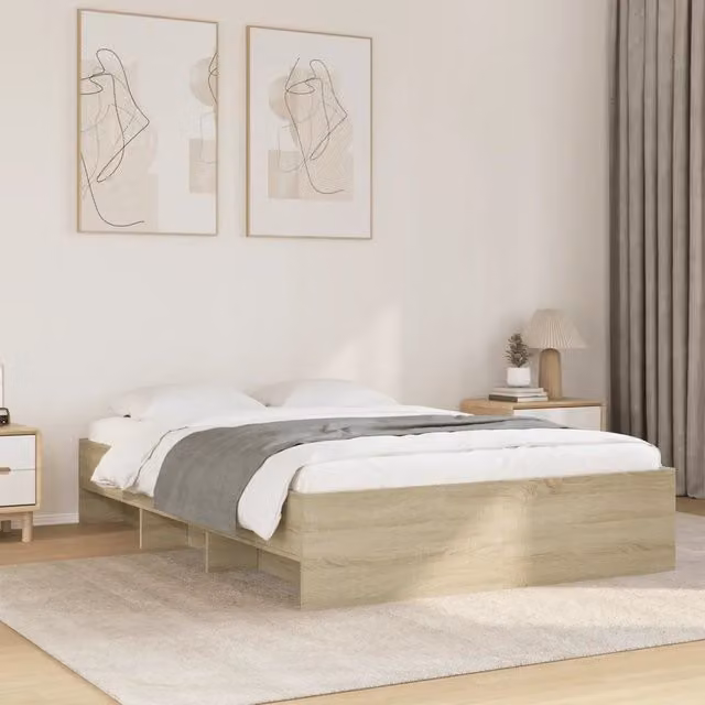 Giroletto senza materasso vidaXL in legno Rovere Sonoma L/P: 140 x 190 cm – 1
