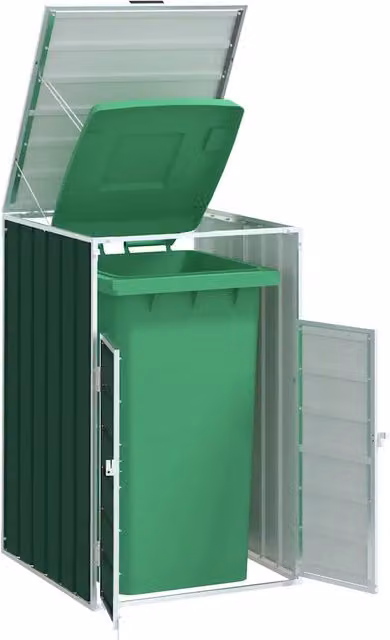 Copribidone con Ruote Singolo Videx in Acciaio Verde H 115 x L 72 x P 81 cm