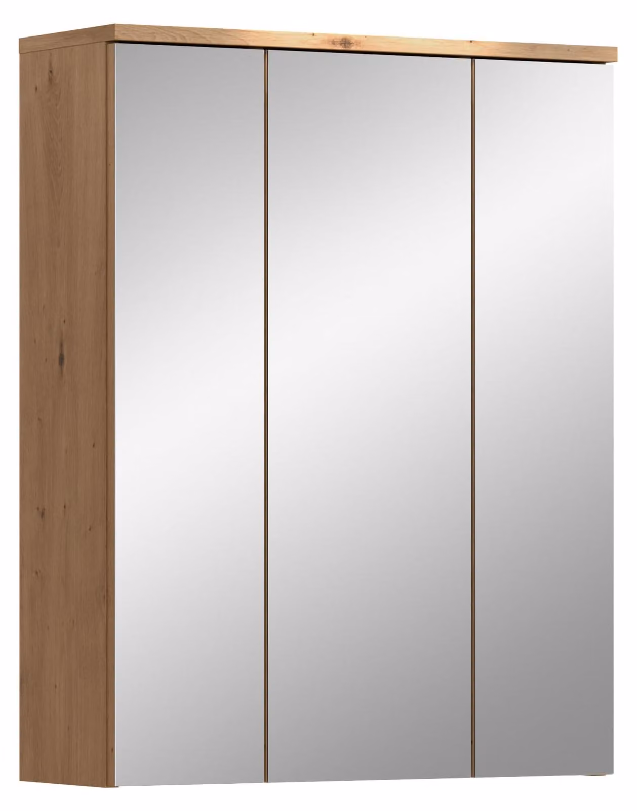 Specchio a muro 60x77x21 cm con 3 ante, 6 ripiani, finitura "Artisan Eiche"